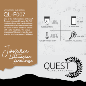 Quest Labs: QL-F007 Jovaru Lithuanian Farmhouse Liquid Yeast