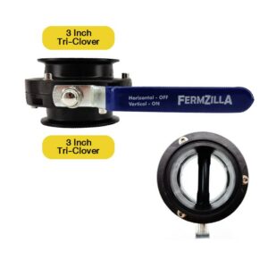 KL27571 FermZilla Butterfly Valve Tri-Conical - Tri-Clover 3-inch