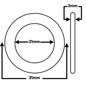 Flat Silicone 1/2 Inch BSP Washer - 21mm ID x 31mm OD x 2mm thick